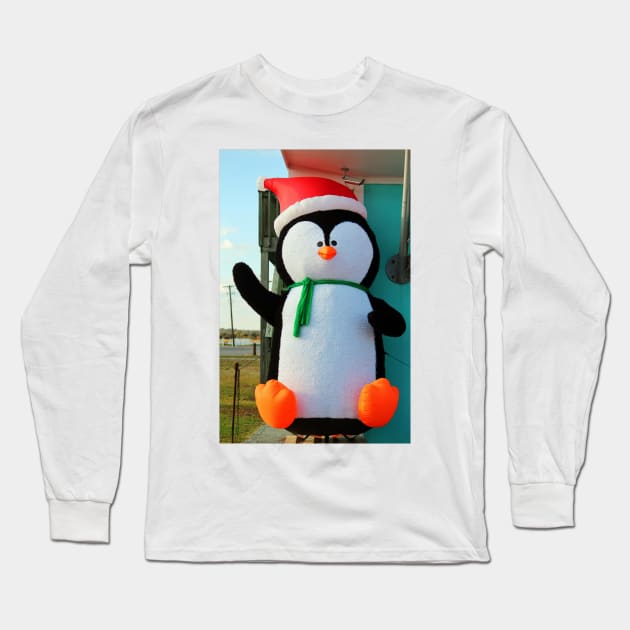 Penguin In A Santa Hat Long Sleeve T-Shirt by Cynthia48